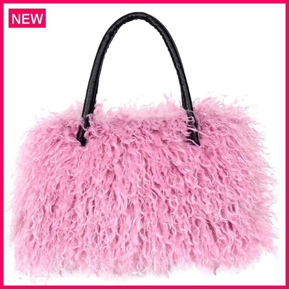 Faux Fur Tote Bag 15x8x7 Soft Plush Travel Shopping Daily Essentials